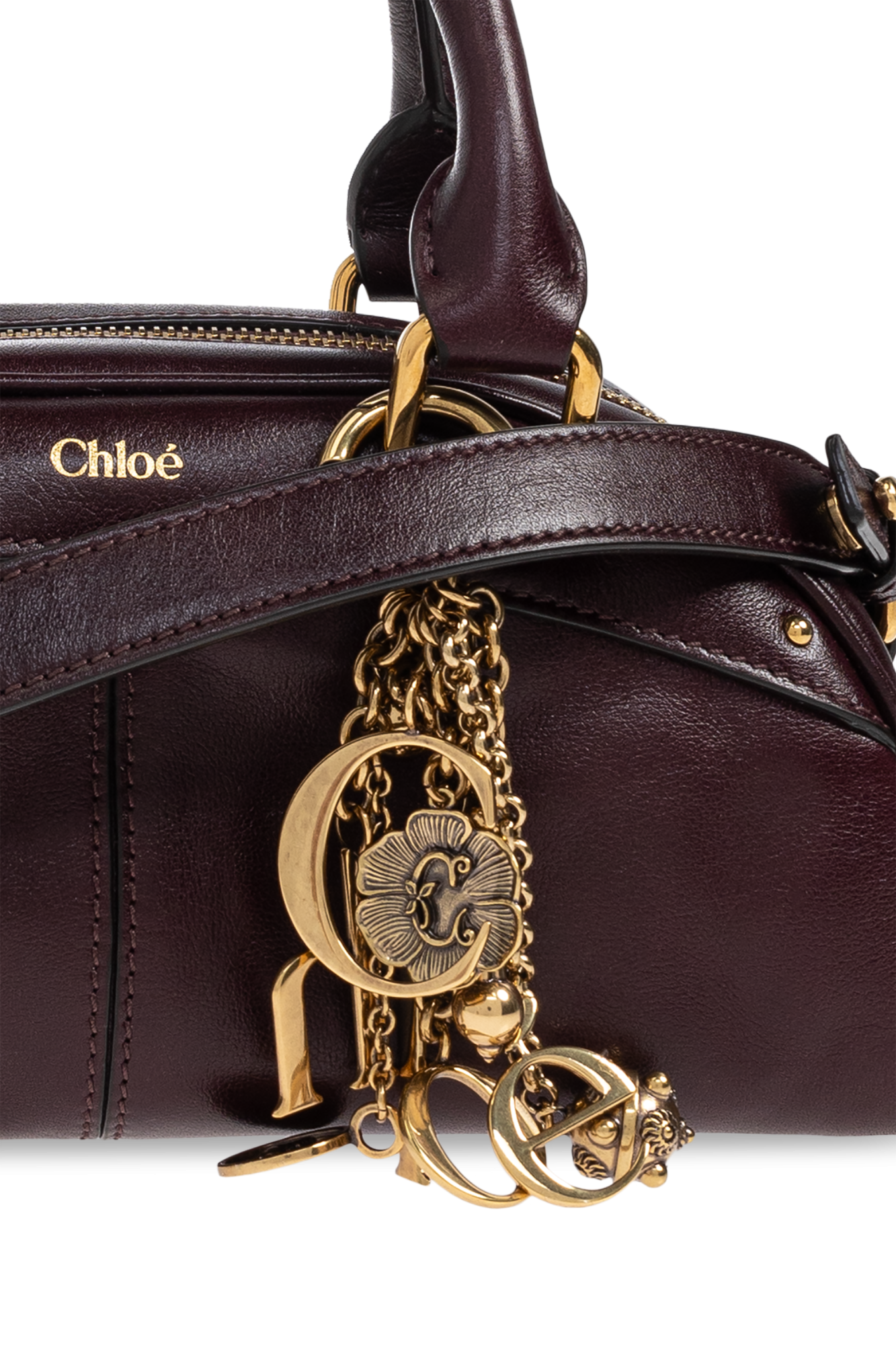SALE Chloé ブラウンキルティングハンドバッグ Burgundy Handbag 'Small Bowling' Chloé - Vitkac GB
